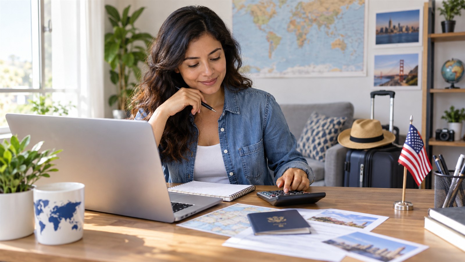 Traveler planning a realistic budget for a U.S. B1/B2 tourist visa application