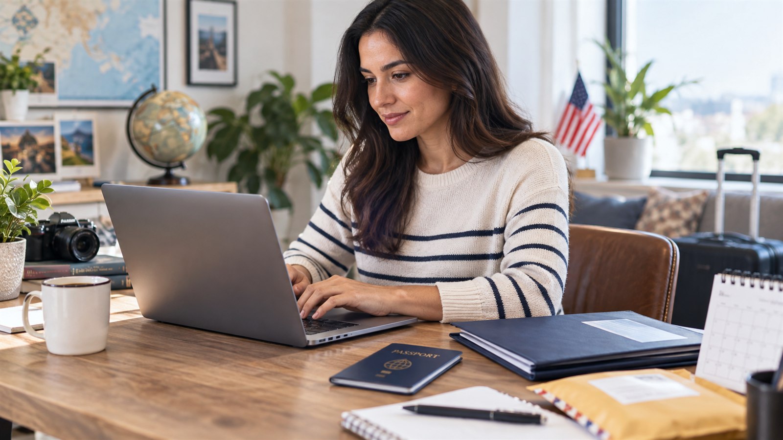 Traveler completing a U.S. B1/B2 visa renewal application online